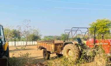 शिवपुरी में अवैध मुरम खनन के खिलाफ कार्रवाई:पुलिस ने जेसीबी और ट्रैक्टर जब्त किए, ड्राइवर फरार