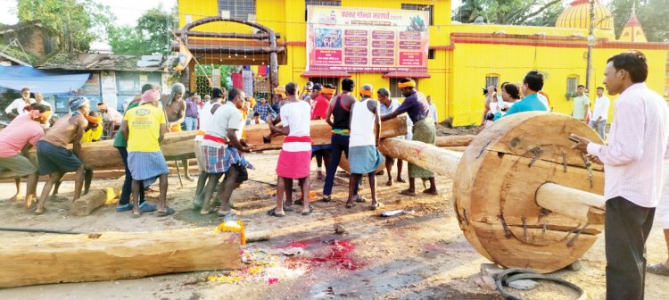 मगरमुंई रस्म के साथ रथ के एक्सल का निर्माण पूर्ण